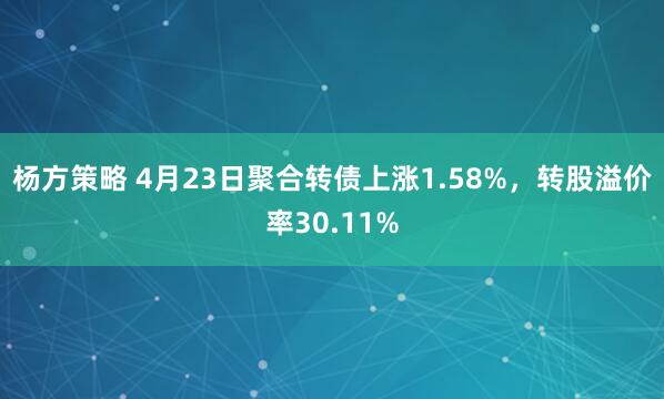 杨方策略 4月23日聚合转债上涨1.58%，转股溢价率30.11%